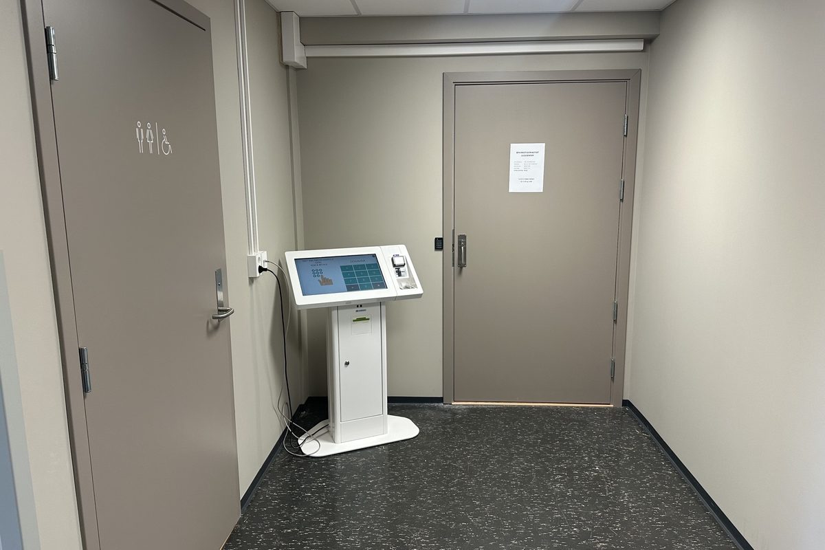 Innsjekkingskiosken ved Hotvet legesenter, hvor pasienter registrerer ankomst